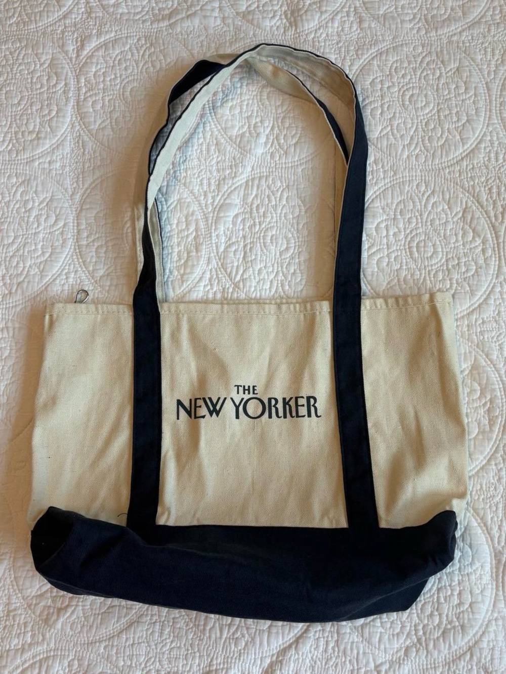 The New Yorker Cream & Black Canvas Tote Bag